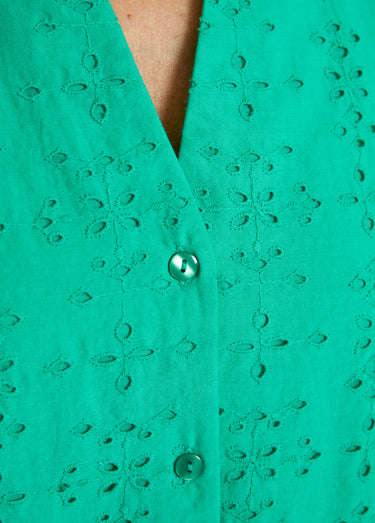 Chemisier manches courtes brodé Vert