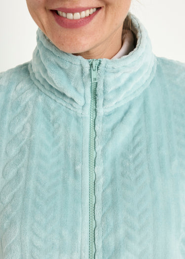 Gilet sans manches zippé polaire toucher peluche Vert