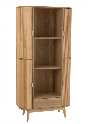 Etagère haute pin, avec portes arrondies Naturel