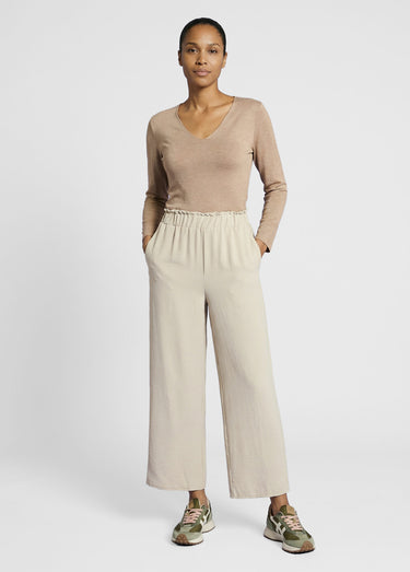 Pantalon large fluide en crêpe Beige