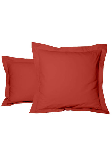 Taie d'oreiller unie percale de coton Terracotta