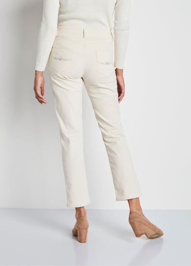 Pantalon 5 poches velours milleraies Ecru