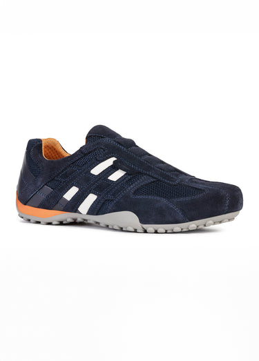 Baskets multimatières à lacets sportwear Bleu Marine