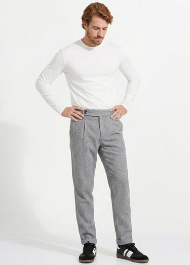 Pantalon chic à chevrons, aspect lainage Gris