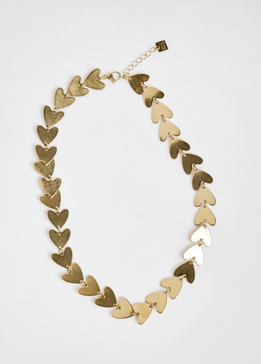 Collier acier inox avec maillons coeurs Dore