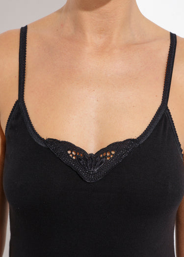 Maillot de corps fines bretelles Coton noir