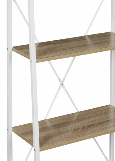 Etagère design large métal clair et bois Bois / Blanc