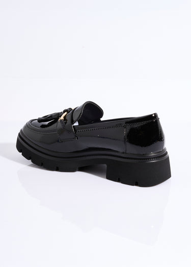 Mocassins vernis à gland, style chunky Vernis Noir