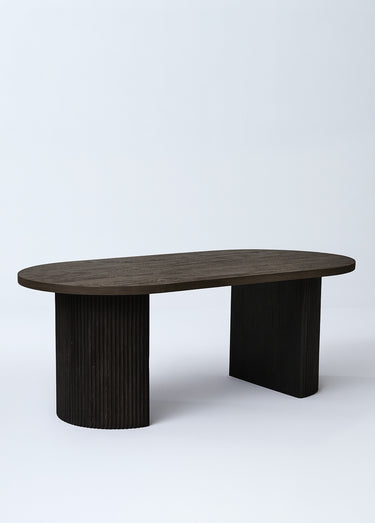 Table basse ovale avec pieds rainurés 1F Marron Fonce