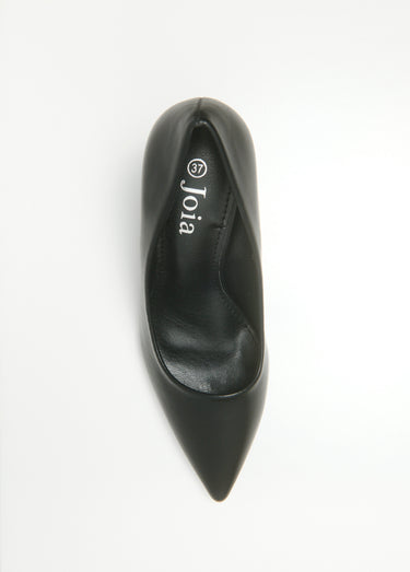 Escarpin talon haut et large finition lisse Noir