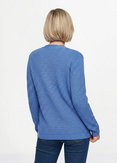 Gilet long boutonné brillant manches longues Bleu
