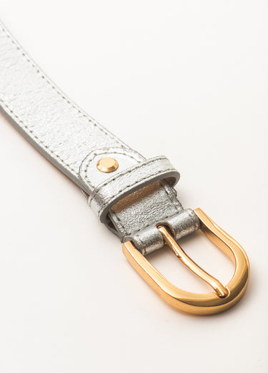 Ceinture en cuir avec boucle Argente