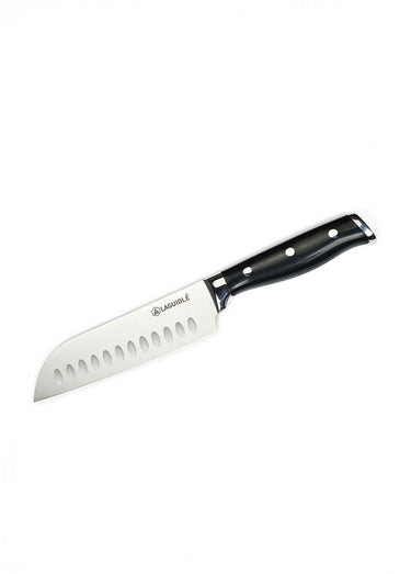 Couteau Santoku 29cm, lame acier forgé Noir