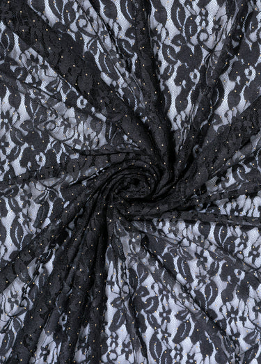 Coupon tissu habillement, dentelle doré Noir/Or