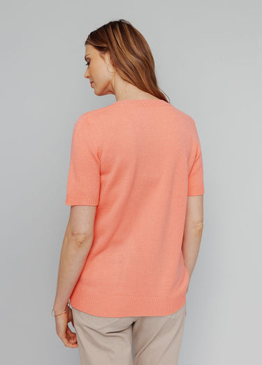 Pull manches courtes avec strass Melon