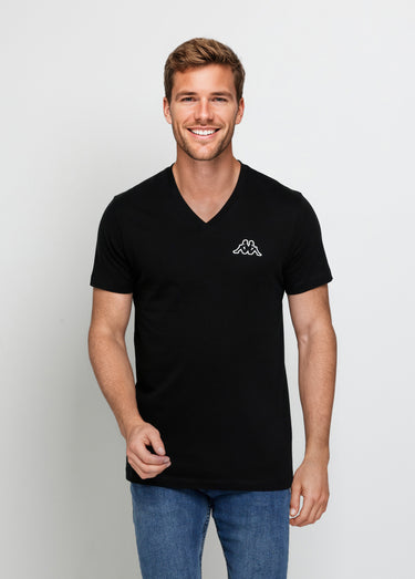 T-shirt col V manches courtes assortis Noir