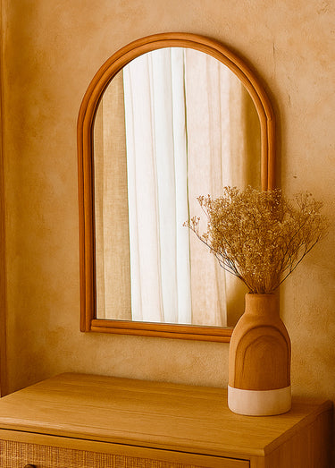 Miroir en rotin forme arche Naturel