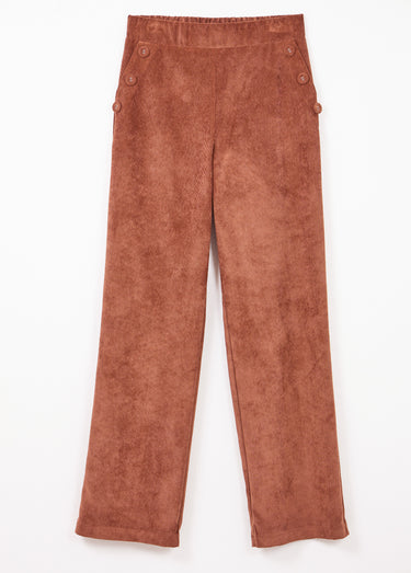 Pantalon large velours milleraies Marron