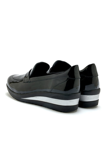 Mocassins métallisés semelle compensée Vernis Noir