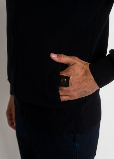 Pull maille zippé avec col montant Marine