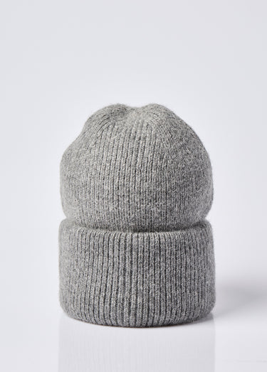 Bonnet en maille cotelée avec angora Gris Fonce