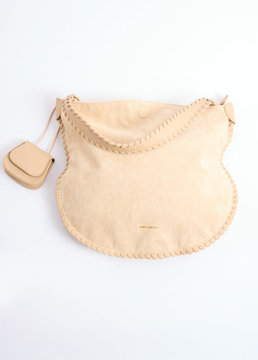Sac suédine avec bandoulière et gri gri Beige