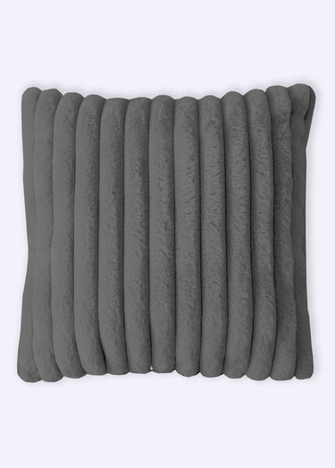 Housse de coussin grosses côtes, en sherpa Gris