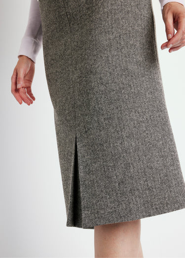 Jupe chevrons ou chiné longueur 65 cm avec laine Chevrons Gris