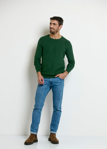 Pull col rond maille piquée fantaisie Vert
