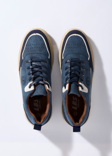 Baskets plates casual chic en suédine Bleu