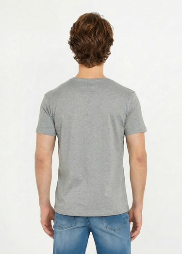 T-shirt col rond brodé manches courtes Gris Chine
