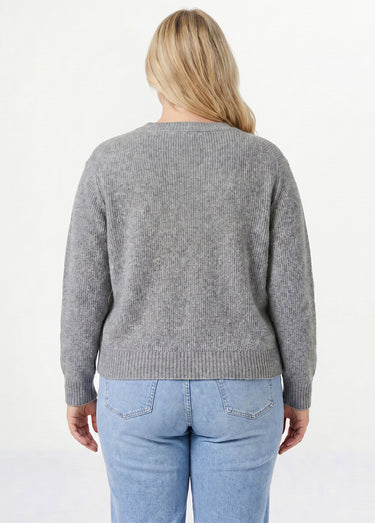 Pull chaud côtelé avec laine et fibres recyclées Gris Chine