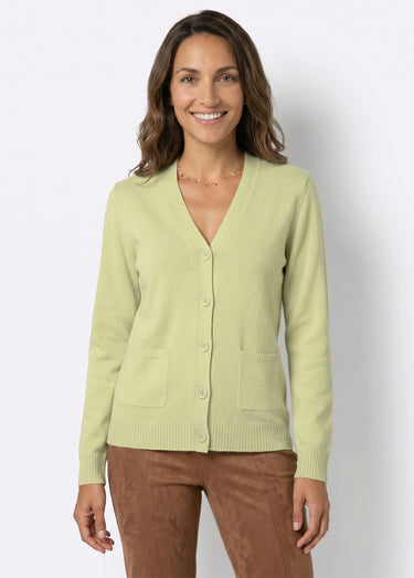 Gilet boutonné maille épaisse Vert Tilleul