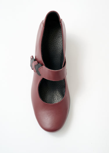 Escarpins largeur confort cuir à talon Bordeaux