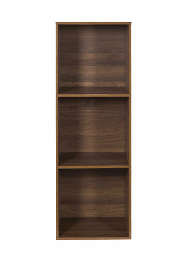 Meuble 3 cases en bois foncé rainuré Marron