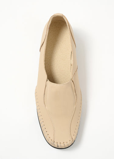 Mocassins compensés cuir grande largeur Beige