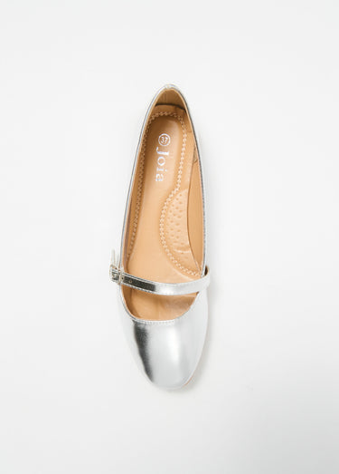 Ballerines bride ton sur ton petit talon Argente