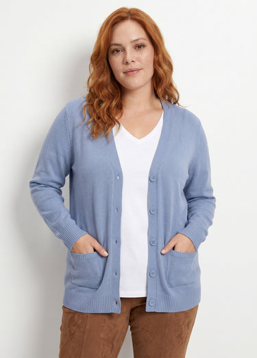 Gilet boutonné maille épaisse Bleu