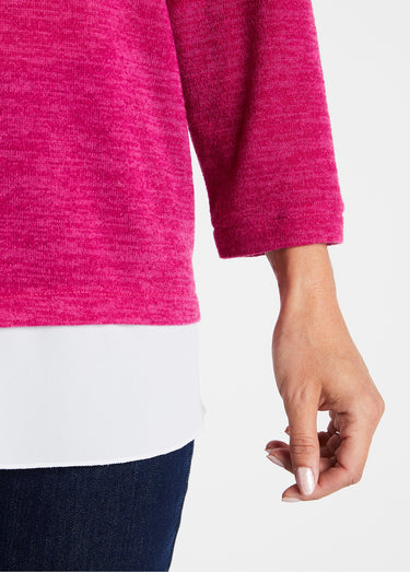 T-shirt mi-long effet 2 en 1 Cassis