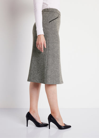Jupe chevrons ou chiné longueur 70 cm avec laine Chevrons Gris