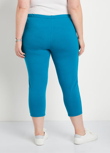 Legging court coton taille élastiquée Aqua