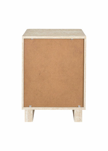 Table de chevet effet pierre travertin Blanc/Beige