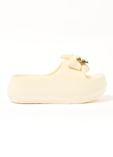 Mules compensées noeud Beige