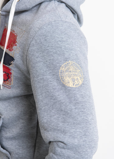 Sweat à capuche zippé poche kangourou Gris/Marine