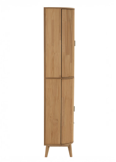Etagère haute pin, avec portes arrondies Naturel