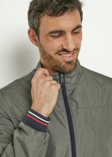 Blouson zippé col montant détails fantaisie Kaki