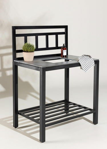 Banc de cuisine aluminium, dessus pierre Noir