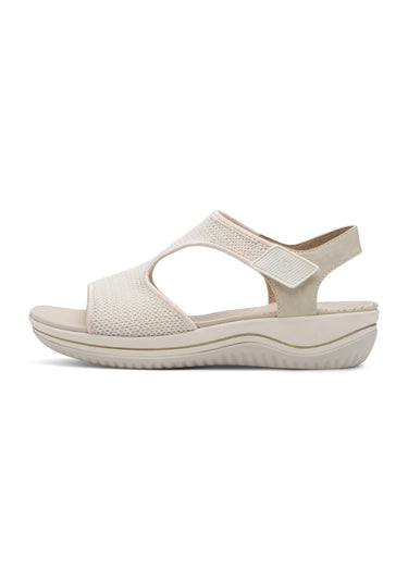 Sandales confort à scratch compensées Beige