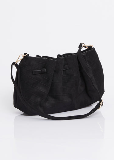 Sac à main suédine effet croco Noir