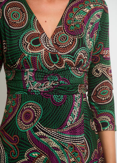 Robe portefeuille taille drapée en maille Rose/Vert